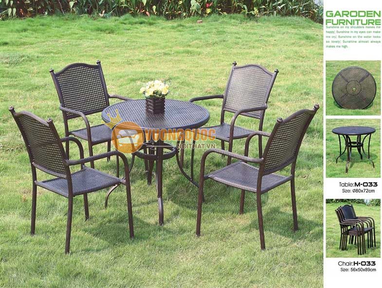 Bộ bàn ghế sân vườn phong cách Pháp ZX M033H033-1